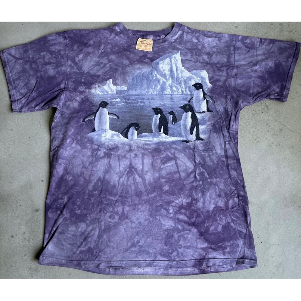 The Mountain Vintage 1999 Penguin Tie Dye T-Shirt Mens Large Purple Graphic Tee